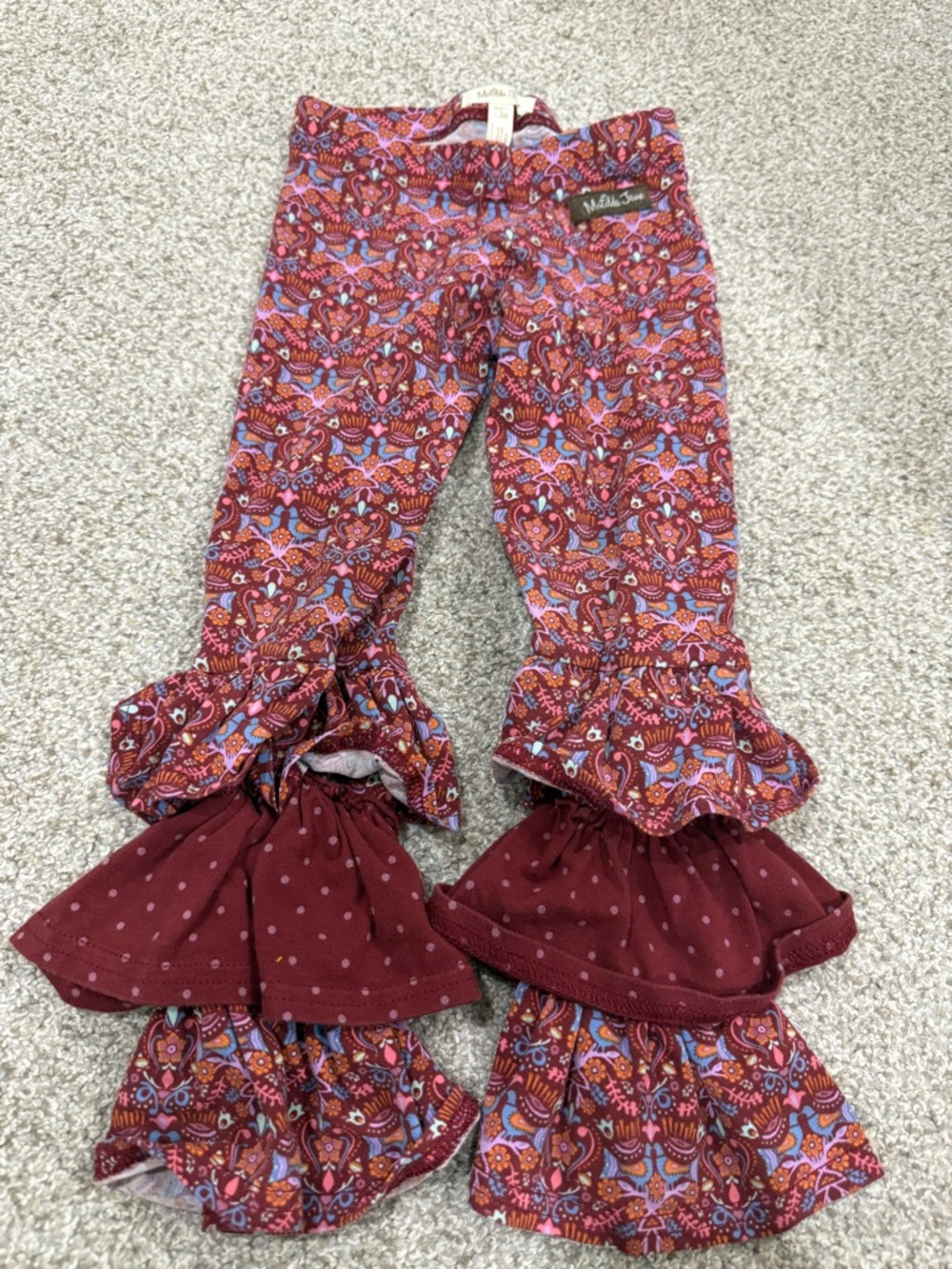 Matilda Jane Maroon & Purple Floral Ruffle Leggings